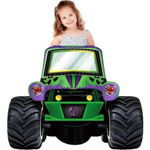 Green and Purple Monster Truck Photo Prop Birthday Decorations 37" x 25" Photo Booth Props Backdrop Selfie Picture Frame for Monster Truck Theme Baby Shower Favors Party Supplies