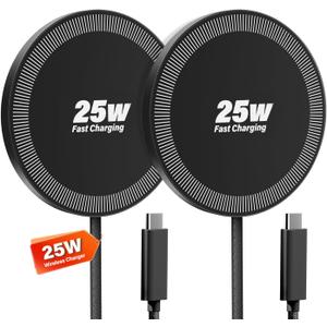 25W Wireless Charger for MagSafe, Magnetic Fast Charging Pad for iPhone 17/16/15/14/13/12 Series & AirPods, Strong Magnet, Thin & Portable Wireless Charger for Travel Home Office (Black, 4FT) 2 Pack