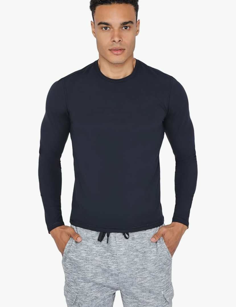 90 Degree By Reflex Men’s Dry Fit Soft Crew Neck Long Sleeve Shirt Fitted Top L