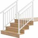 Hand Rails for Outdoor Steps，Stair Handrail & Indoor Stair Railing Kit，Railings for Outdoor Steps for Fence & Outdoor Steps (2, White-with Balusters, 4 Step)
