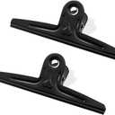 Coideal Extra Large Bulldog Clips Black, 2 Pcs Heavy-Duty Jumbo Bull Clips 30cm XXL Stainless Steel Paper Clip Clamps (11 4/5 Inch)