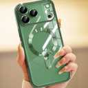 for iPhone 17 Pro Max Case with 1x Screen Protector, [Compatible with MagSafe] [Integrated Camera Protection], Non Yellowing Slim Cute Women Girly Magnetic Cover for iPhone 17 Pro Max, Green