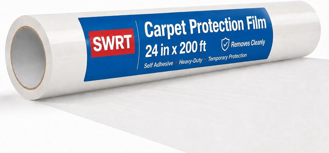 SWRT Carpet Protection Film - Self Adhesive Plastic Protector 24" x 200'