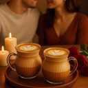 Turkish Tea Glasses  Striped Borosilicate Glass Mugs Set of 6 (200 ml / 7 oz)  Heat Resistant Glass Tea Cups  Curved Design Coffee Mugs  Dishwasher Safe