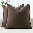 MIULEE Decorative Linen Euro Sham Pillow Covers 24x24 Dark Coffee Chocolate Boho Farmhouse Neutral Winter Couch Throw Pillows for Bed Pack of 2 Accent Modern Pillowcase Sofa Livingroom Home Decor