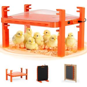 Brooder Plate for Chicks,11" x 15" Chick Heat Plate with Adjustable Height & Temp,200W Brooder Heater Warmer for Chicken Coops Poultry (Orange)