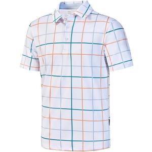 Men's Printed Golf Polo Shirt Moisture Wicking Performance Top (L)
