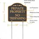 Large (2 Pack) No Trespassing Signs Private Property, Metal, Aluminum, Includes Metal Yard Stakes for Easy Installation, 12x12 Inches