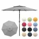 Patio Kingdom 10FT Patio Umbrella, 2 Tier Outdoor Table Umbrella, Large Vented Market Umbrellas with Push Button Tilt and Crank, 8 Sturdy Ribs for Backyard, Deck, Pool, UPF50+ UV Protection, Light Gray