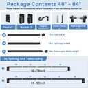 Wrap Around Curtain Rod Black, Adjustable Blackout Curtain Rods for Windows 48 to 84 Inch, 1" Heavy Duty Room Darkening Drapery Rod, Easy Install and Removal