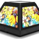 Solar Post Cap Lights - 4x4, 5x5, 6x6 Fence Post Solar Lights, Sunflower Lampshade, 15LM Bright LED, IP65 Waterproof Outdoor Post Lights for Garden, Yard, Deck, Warm White (Sunflower, 4)