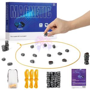 Magnetic Chess Set with 32 Travel-Stones, 3 String & Portable Storage Bag, Strategy Board Game for Family Game Night, Indoor Outdoor Use for Kids Adults