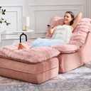 Hobestluk Sofa Couch Foam Sofa for Small Spaces Comfy Sofas with footrest Couch Recliner Small Sofas for Living Room, Bedroom, Apartment (Pink)