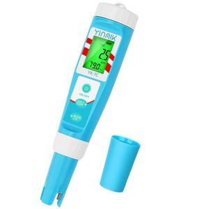 7 in 1 Chlorine Meter Digital Chlorine pH Tester Salt pH Meter for Saltwater Pool pH Conductivity for Hydroponic Drink Water TDS Meter YINMIK pH Chlorine Salinity EC TDS ORP Temp Reader for Aquarium