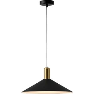 KCO Lighting Farmhouse Matte Black Barn Pendant Light 1-Light Mid Century Dome Pendant Lighting Industrial Cone Hanging Light Single Kitchen Island Light Fixture for Dining Room (Black)
