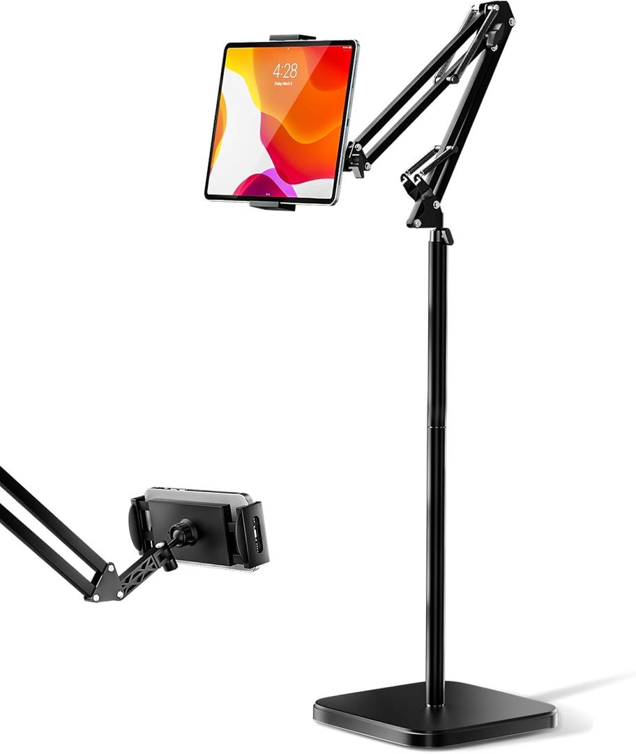 UBeesize Tablet Stand Holder for Bed & Floor, 9.7LB Heavy Duty Adjustable iPad Stand, 360 Swivel, Stretchable Arm, Compatible with iPad Pro Air Mini 12.9/9.7, Kindle, Cell Phones (4.9''-13'')