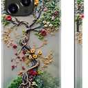 for iPhone 13 Pro Case Cute - Wireless Charging Compatible - Dual-Layer Hard Shell + Silicone Cover - Protective Phone Case Aesthetic Trendy Designs for Women - Tree of Life