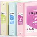 SUNEE 3 Ring Binders 2 Inch 4 Pack, Clear View Binder Three Ring PVC-Free (Fit 8.5x11 Inches) for School or Office Supplies, Assorted Pastel