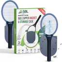 Electric Fly Swatter Racket, Electric Mosquito Swatter, Bug Zapper Racket, Electric Fly Bat with Patented Wall Case, Gray, Black (2 Pack)