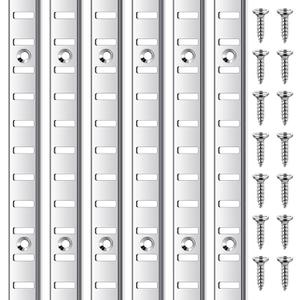 6 Pcs 36 Inch Shelf Pilaster Metal Mortise Mount Pilaster Strip Adjustable Shelf Standards for Wall Shelving System Closet Organization Storage, Silver (Silver)