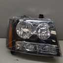 Fit For Chevy 07-14 Tahoe / 07-13 Avalanche / 07-14 Suburban 1500/07-13 Suburban 2500 Headlight Assembly Replacement Halogen Factory Headlamp LH+RH Driver & Passenger Side (w/o Bulbs, Black Housing with Amber Reflector)