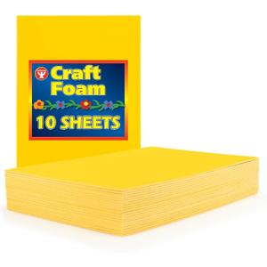 Hygloss Sheets Colorful Foam for DIY Arts & Craft, 12 x 18, Yellow, 10 Piece