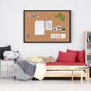 Cork Board Bulletin Board 24 x 18, Black Aluminium Framed Corkboard, Office Board for Wall Cork, Large Wall Mounted Notice Pin Board with 16 Push Pins for School, Home & Office