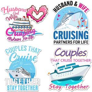 Hoteam 4 Pcs Couples Cruise Door Decorations Magnetic Husband and Wife Cruise Ship Door Funny Waterproof Nautical Magnets for Carnival Cabin Stateroom Fridge Car