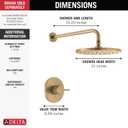 Delta Modern 14 Series Round Rain Shower Faucet Set, Brushed Gold Shower Head and Handle Set, Valve Trim Kit, Champagne Bronze T14269-CZ-PP (Valve Not Included)
