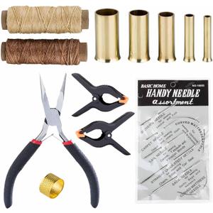 Fybrinth Pine Needle Basket Making Tool Set, Basket Rattan Weaving Basketry Supplies with Coiling Tool, Waxed Thread, Needle and Thimble Ring, Long Nose Pliers