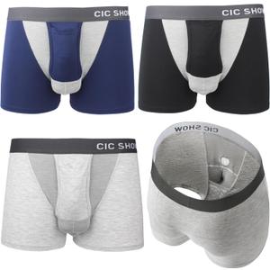 Ball Hammock Underwear Men For Long Sit, Pack 3, Men's Underwear With Ball Hammock, Men's Ball Pouch Boxers. (Multi)