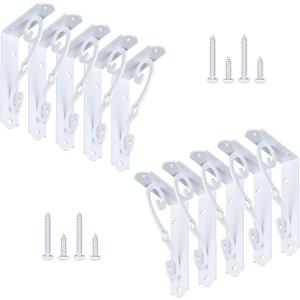 HOME MASTER HARDWARE 5" Decorative Shelf Brackets, Wall Mounted Floating Shelf Bracket, White Corner Brace Support with Screws 10 Pcs (5 x 3 Inch)