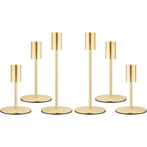 zeochyni Set of 6 French Gold Taper Candle Holders Candlestick Holders, Decor Candle Stick Candle Holder for Table or Mantel Centerpiece, Wedding, Dinning, Party Home Decor