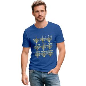 Mens Hanukkah Shirt Menorah T-Shirt Jewish Chanukah Tee Tops (S)