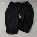 LNX Womens Linen Capri Pants Wide Leg High Waisted Drawstring Casual Cropped Pants with Pockets (XX-Large, Black)