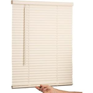 Cordless Mini Blind, 1" Vinyl Slats, 22" Wide x 36" Long - Alabaster, Window Blinds for Home and Office, Interior Door Blinds - Light Filtering