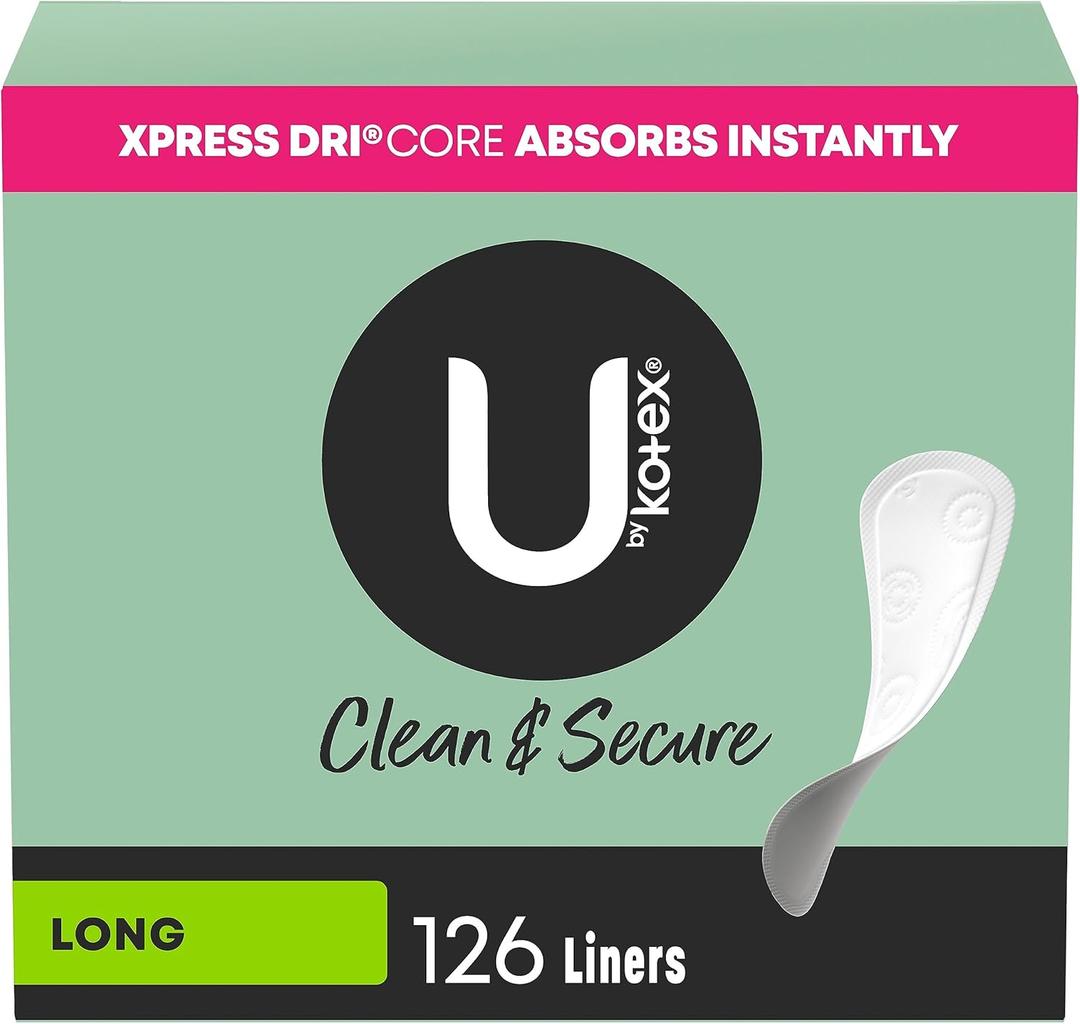 U by Kotex Panty Liners, Clean & Secure, Light Absorbency, Long Length, 126 Count 
