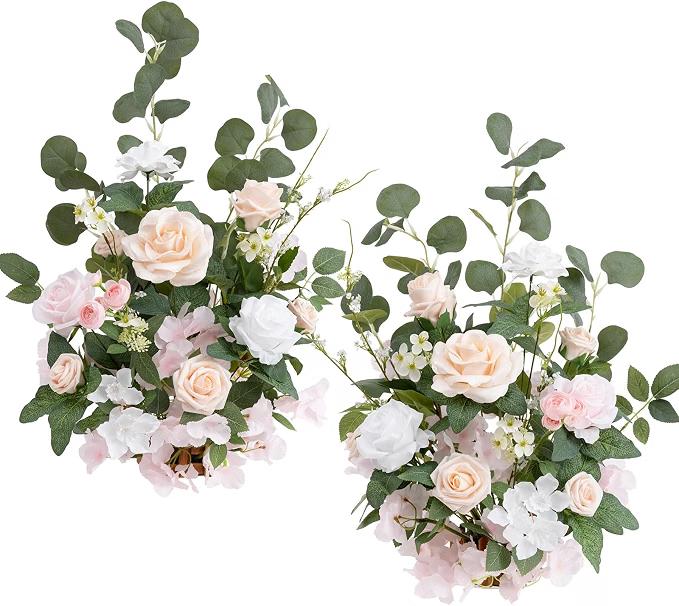 Ling's moment Free-Standing Wedding Aisle Runner Flowers, Blush Pink, 2pcs