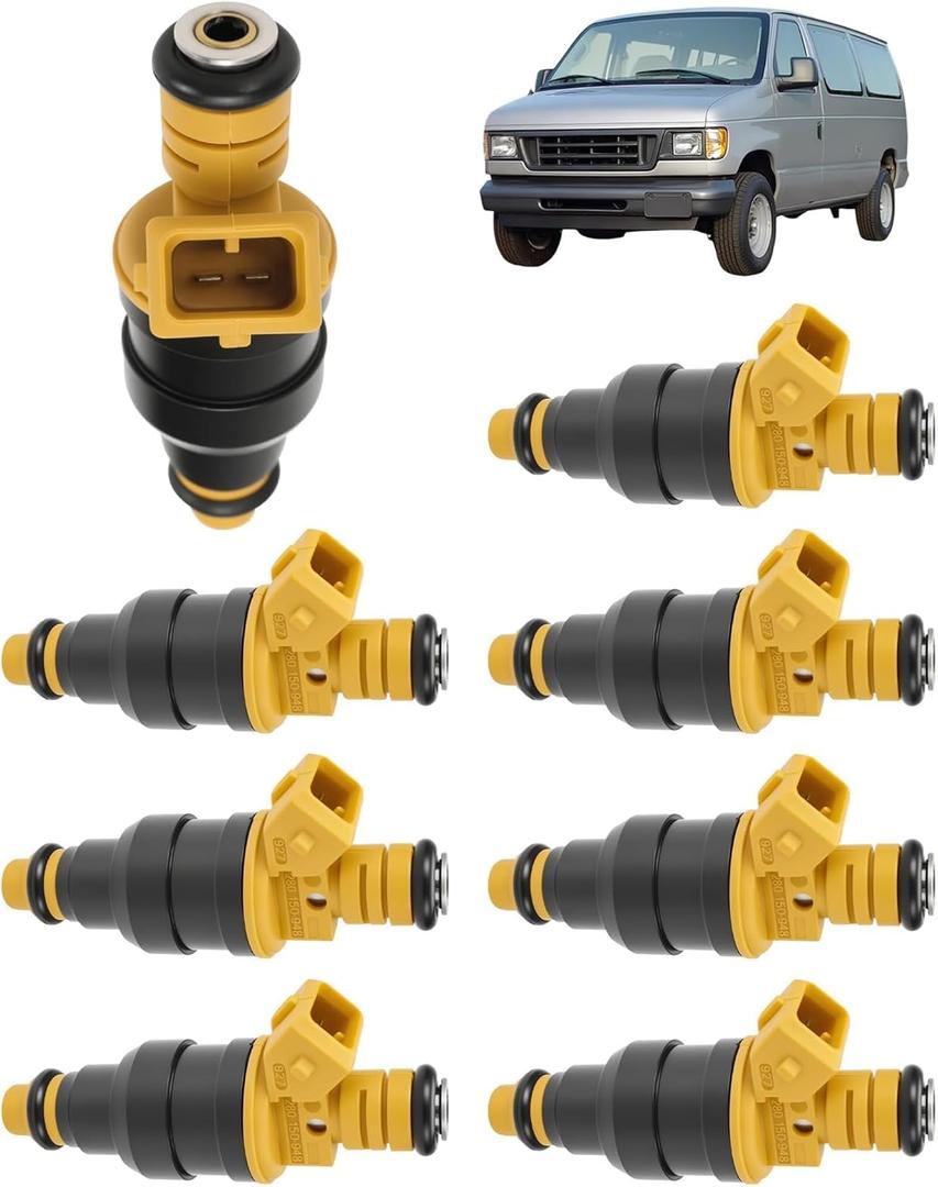 8pcs Fuel Injectors Set 0280150943 Compatible with Ford F150 F250 F350 Mustang Expedition 4.6L 5.0L 5.4L 5.8L V8-4-Hole Upgrade Replaces F0TZ-9F593-DA FJ713