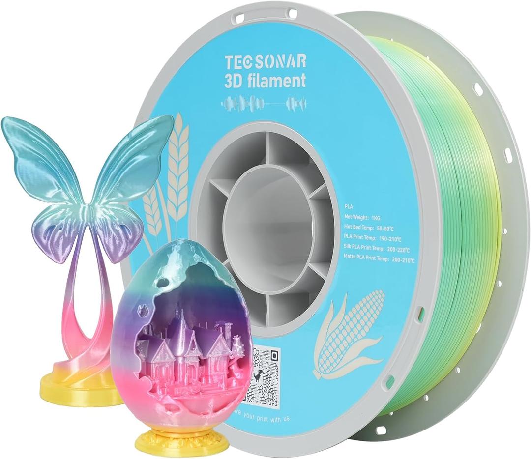 Silk Rainbow PLA 3D Printer Filament, 1KG Spool(2.2lbs) 1.75mm PLA Fast Color Change 3D Printing Material, Multicolor PLA,Gradient Filament for Most FDM 3D Printers,Fairy Tale Color