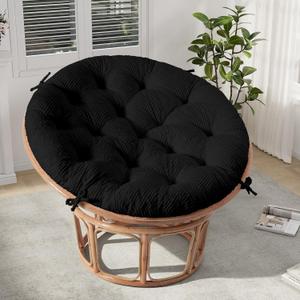 Papasan Chair Cushion, Papasan Circle Chair Cushion Tufted with Corduroy Cover (Without Chair) for Bowl Chair, 45 X 45 Inch, Black