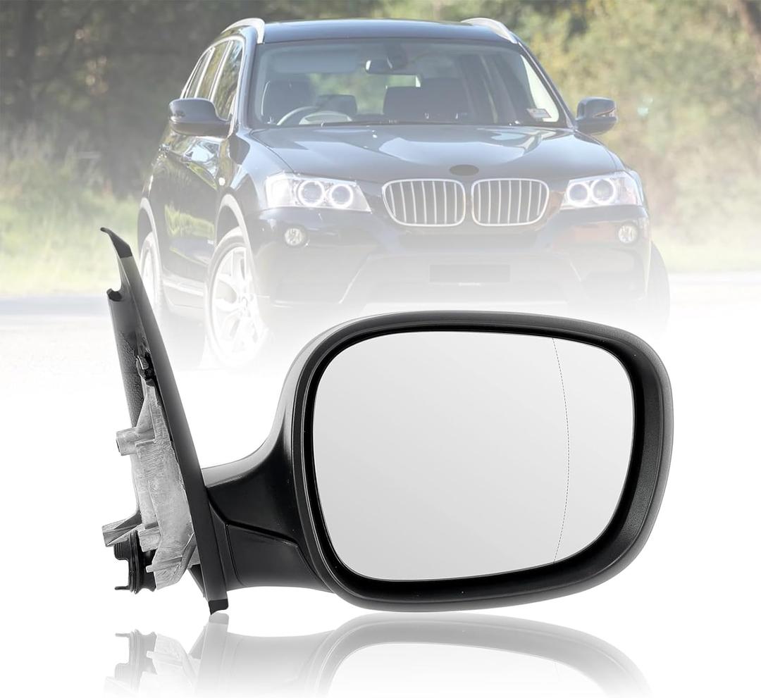 DanVard Passenger Side View Mirror Assembly Compatible with BMW X3 2011-2014, Black Right Rear View Mirror Without Camera, w/Electric Foldable Heated Power Glass
