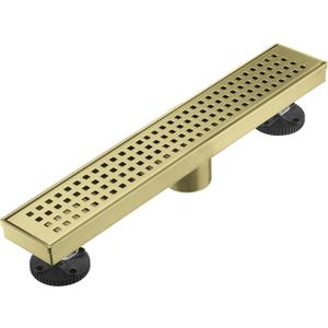 AVSIILE Linear Shower Floor Drain, Brushed Gold 18 Inch Bathroom Drains Kit