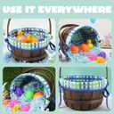 JOYIN Easter Woven Basket with Lining, Brown Wooden Easter Egg Hunt Basket with Handle for Picnic,Goodie Storage, Gift Packing, Party Favors Supplies Decorations, Filling with Candy(12.4" x 9.1")