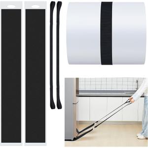 Soaoo 2 Sets Appliance Slider with Pull Strap 8 x 60 Inch Pull Furniture Slides Plastic Moving Sliders Furniture Gliders Heavy Duty Sliding Sheet for Tile Hardwood and Carpeted Floors, Glides Easily