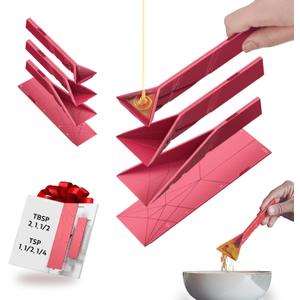 POLYGONS - Original Flat 3-in-1 Folding Measuring Spoons | 2 Spoons fold into 6 Sizes | Magnetic | DuraBend Tech lasts 100k+ folds | LeakProof for Wet & Dry | Gift Packaging | Baking/Cooking (Maroon)