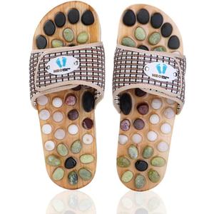 Acupressure Massage Slippers with Natural Stone, Therapeutic Reflexology Sandals for Neuropathy Acupoint Massage Shiatsu Foot Pain Relief Gifts for Wellness, Men 6.5-7 / Women 7.5-8.5 Feet Size