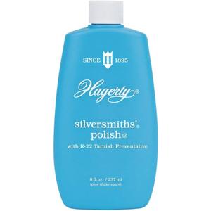Hagerty Silversmiths' Polish, Professional Silver Cleaner and Tarnish Remover for Jewelry, Silverware, Gold and More, Kosher Certified, Made in USA, 8 Fl Oz Hagerty Silversmiths' Polish, Professional Silver Cleaner and Tarnish Remover for Jewelry, Silverware, Gold and More, Kosher Certified, Made in USA, 8 Fl Oz