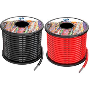 10 awg 5.2mm Silicone Electrical Wire Cables 50 Feet [25ft Black and 25ft Red] 10 Gauge 600V Soft and Flexible Hook Up Oxygen Free Stranded Tinned Copper Wire Model Battery Cable