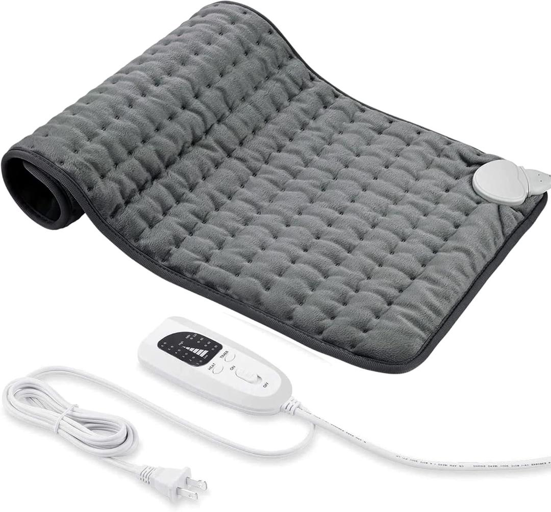 Electric Heating pad for Back Neck Shoulder Knee Arms Legs- Electric Heat Pads with 6 Heat Settings & Auto Shut Off &Dry/Moist Heat Heating Pad for Birthday Mother Father Gril Men Women (24"X12", Dark Grey)